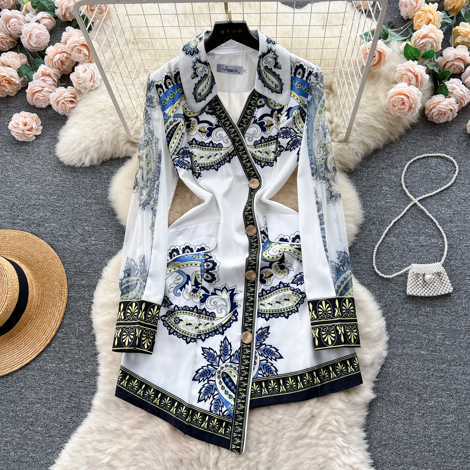 

Женское асимметричное платье средней длины, элегантное модельное Платье До Колена с цветочным принтом, оборками и лацканами, осень