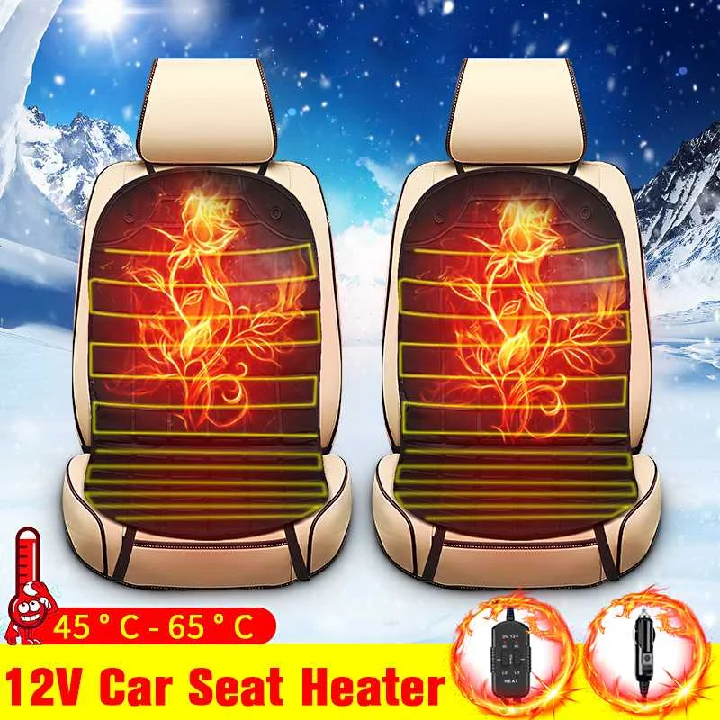 1 Pair 12V Universal Car Auto Front Seat Heated Hot Thickening Cover Cushion Heater Winter Warmer Electric Heating Pad