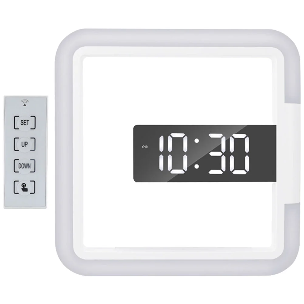 

Clock Wall Led Digital Mirror Lighted Cool Alarm 3D Temperaturemounted Mount Electronic Light Unique Squarebedroom