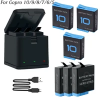 battery for gopro hero 10 9 8 7 6 5 camera batteries 3 way smart fast charging case battery charger storage box accessories kit