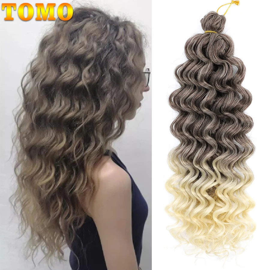 

TOMO Synthetic Hair Afro Curl Hawaii Ombre Curly Blonde Red Water Wave Braid For Women Ocean Wave Braiding Hair Extensions