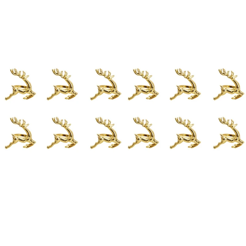 

Кольца для салфеток, 12 шт. золотые кольца для салфеток в форме лося для установки места, свадебных приемов, Рождества, благодарения и домашне...