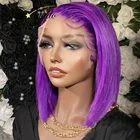 Искусственные волосы TOPODMIDO фиолетового цвета, Боб, искусственные волосы, 13x1x6, передние парики на сетке, перуанские волосы Remy 4x4, парики для женщин