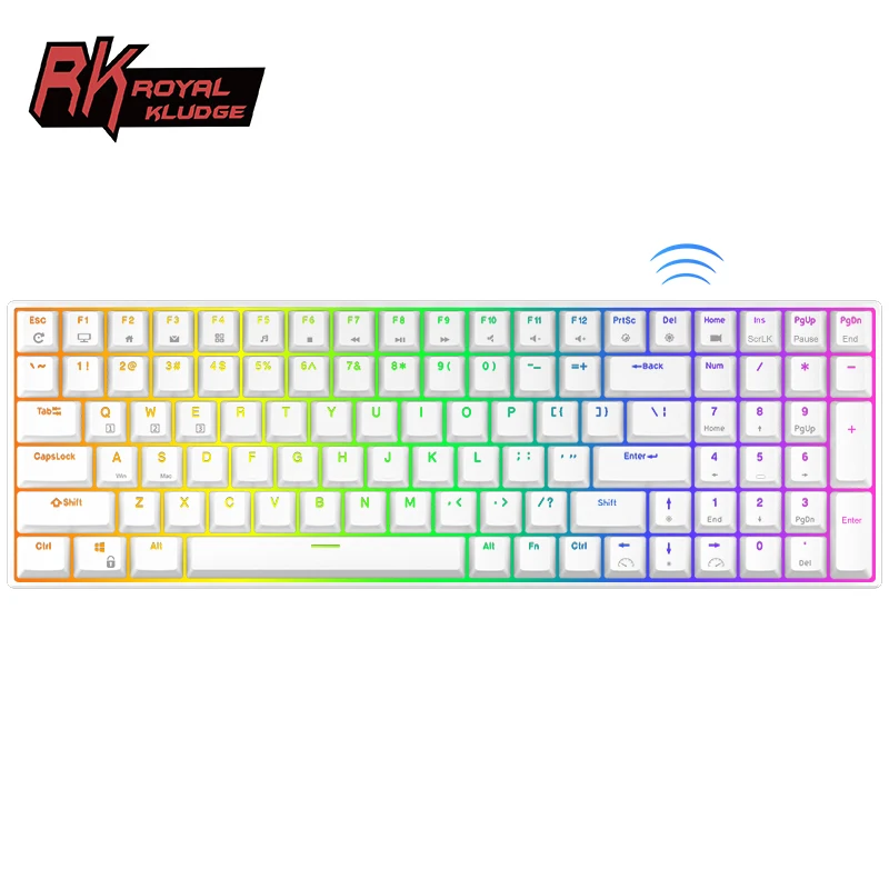 Rk100 royal kludge tri-modo rgb retroiluminado teclado mecânico 100 teclas bluetooth 2.4g sem fio com fio quente swappable teclado do gamer