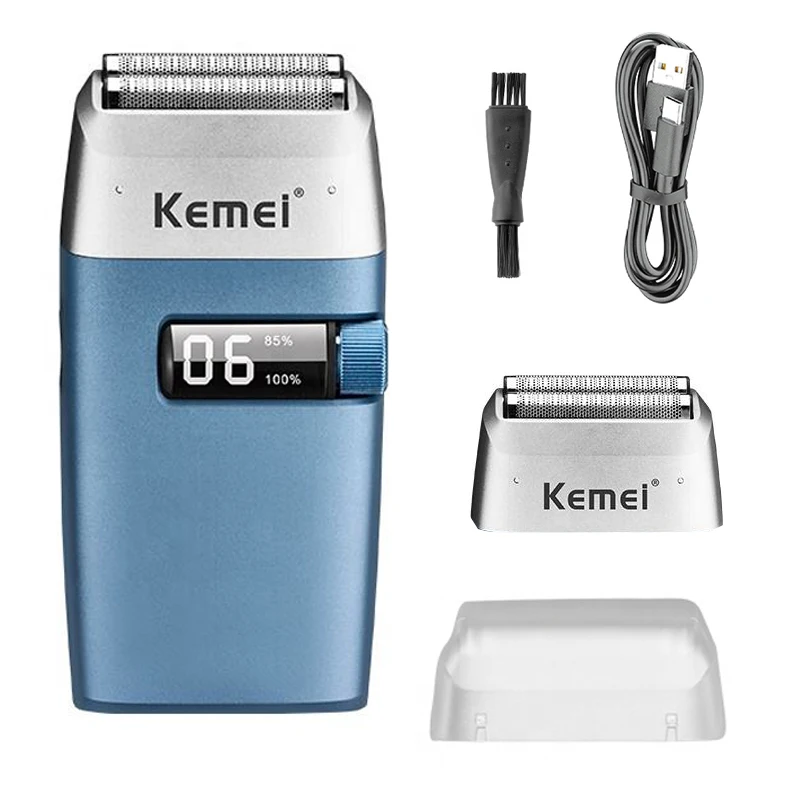 Kemei регулируемый 2-х скоростной электрический бритва для волос и бороды для мужчин, перезаряжаемая машинка для бритья лица, бритва для сбривания щетины и лысины.