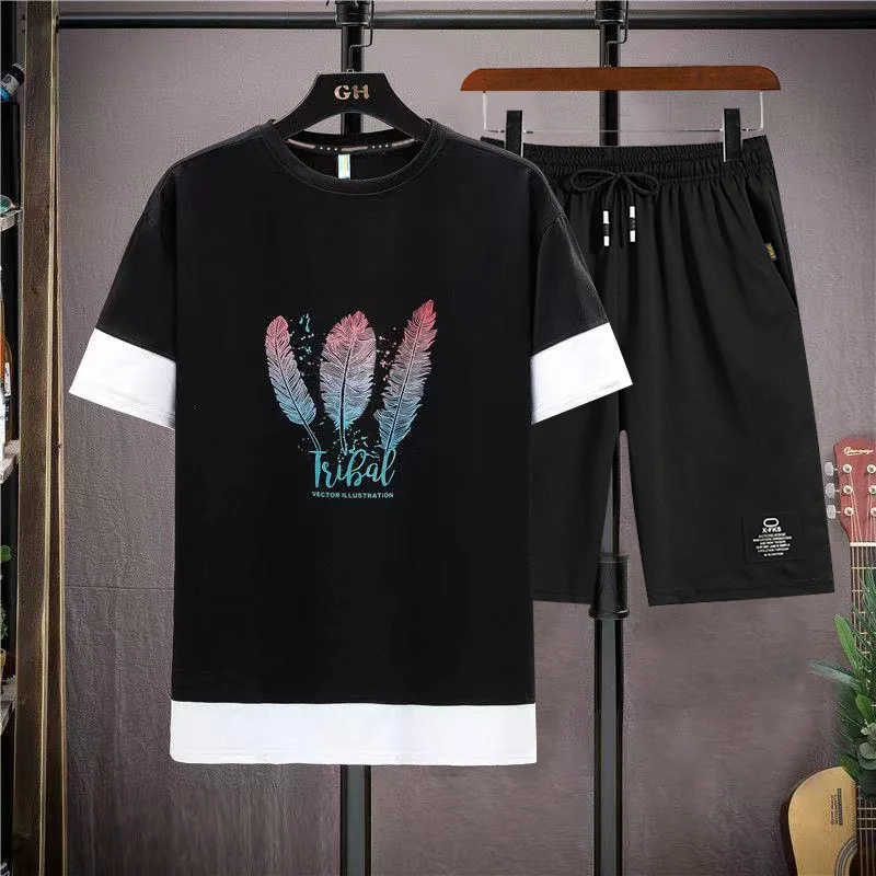 

Summer Clothes For Men Shirt Set Men 2 Piece Casual Outfits Men Short Sleeve Shirt Set Printing