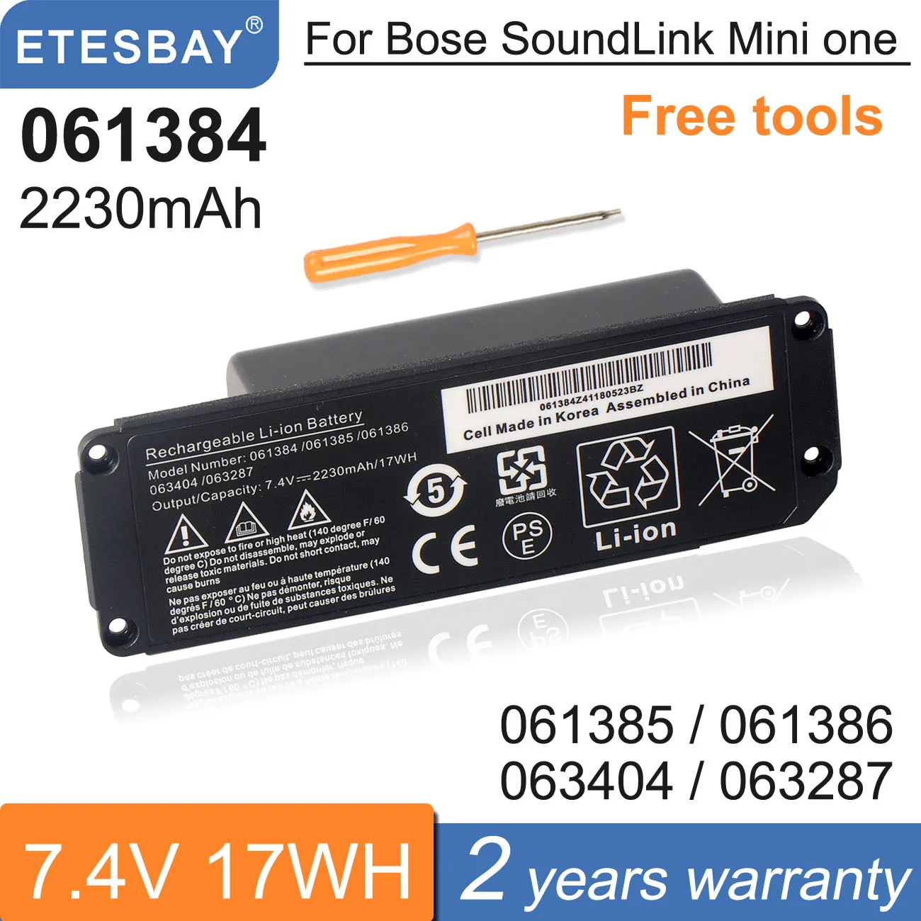ETESBAY 061385 061384 061386 063404 063287 Rechargeable Battery For BOSE SoundLink Mini I Bluetooth Speaker 7.4V 17WH