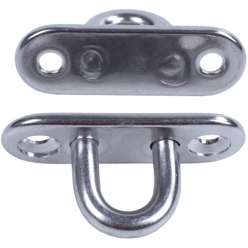 

16Pcs 5Mm 304 Stainless Steel Oblong Pad Eye Plate Staple Ring Hook