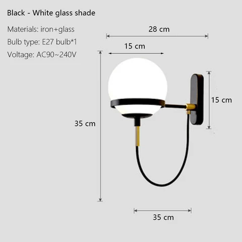 Минималистичные Настенные светильники в скандинавском стиле, лампы со стеклянным абажуром для отеля, лестницы, коридора, балкона, спальни, прикроватные светодиодные Настенные светильники