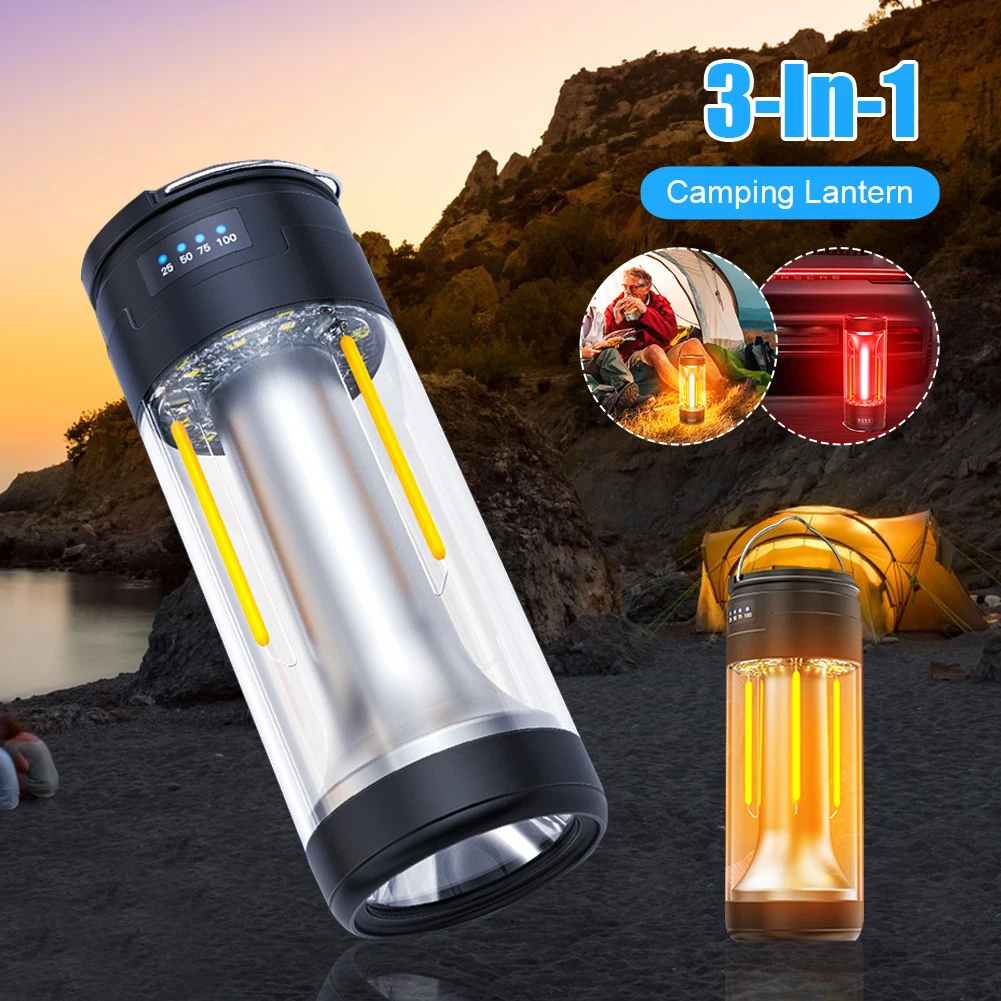 

Portable Camping Lantern USB Rechargeable LED Camping Lamp Power Bank 4 Mode Handheld Flashlight Torch for Outdoor Hiking Travel