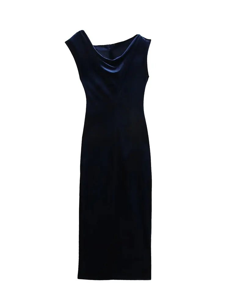 TRAFZA 2024 осеннее бархатное платье для женщин модные трендовые облегающие платья