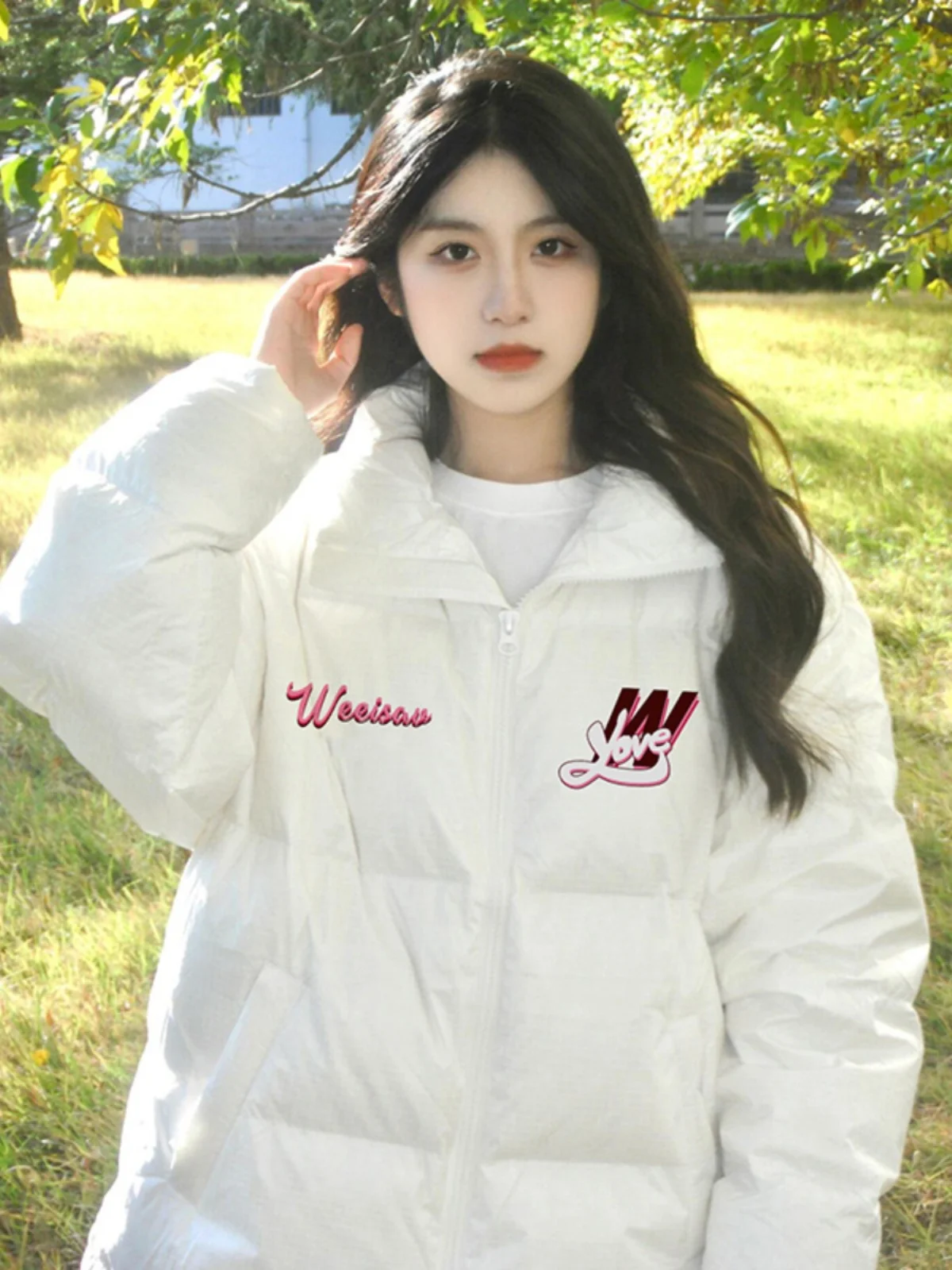 Корейская серия Milk Huhoo 90 белый утиный пуховик женская зимняя утолщенная