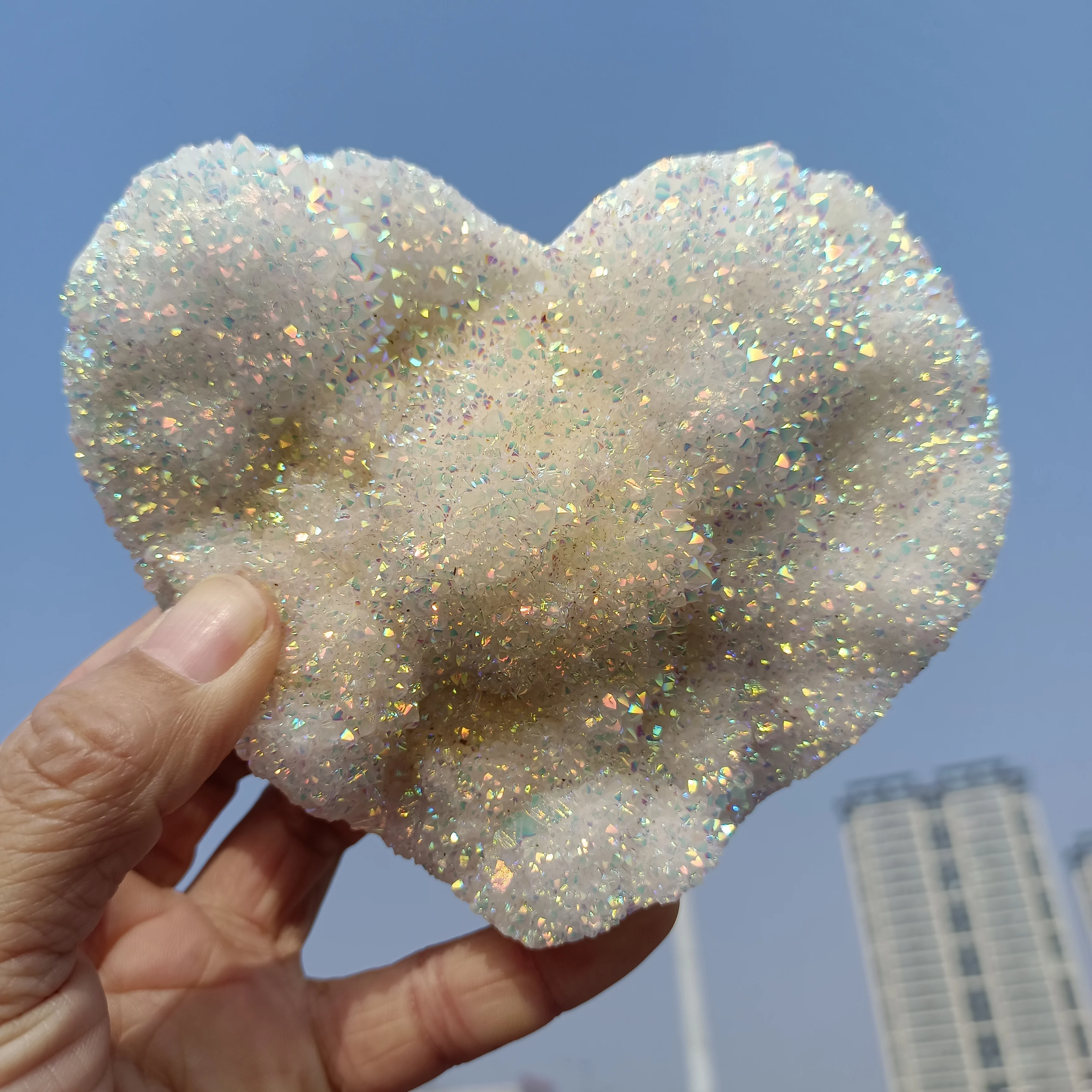 Гальванизированный цвет натуральный сформированный кристалл кластер сердца из