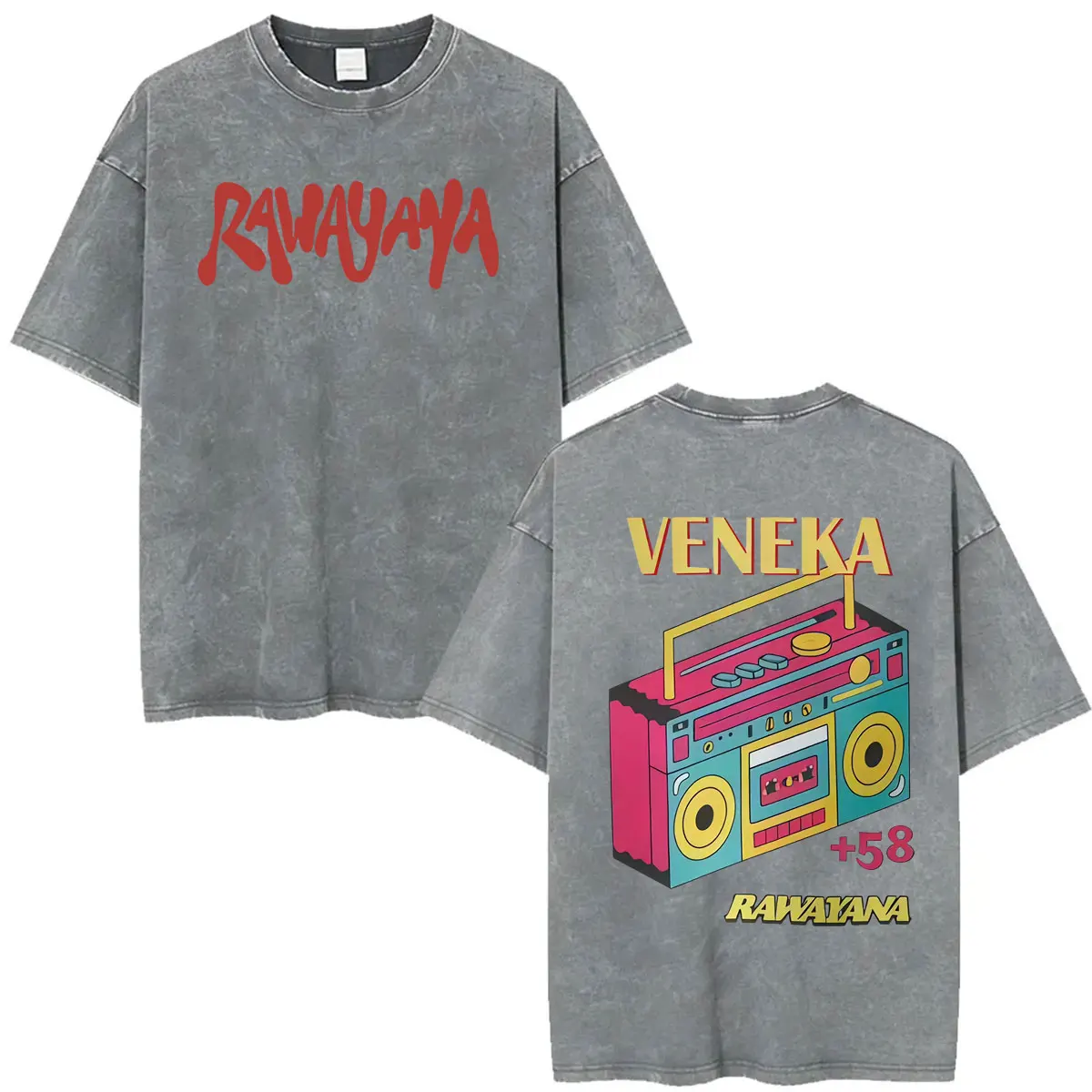 Фото Футболка Band Rawayana Veneka Album в винтажном стиле с эффектом потертости, унисекс, модная, в стиле хип-хоп и поп-музыки, повседневная, свободного кроя, с коротким рукавом №2