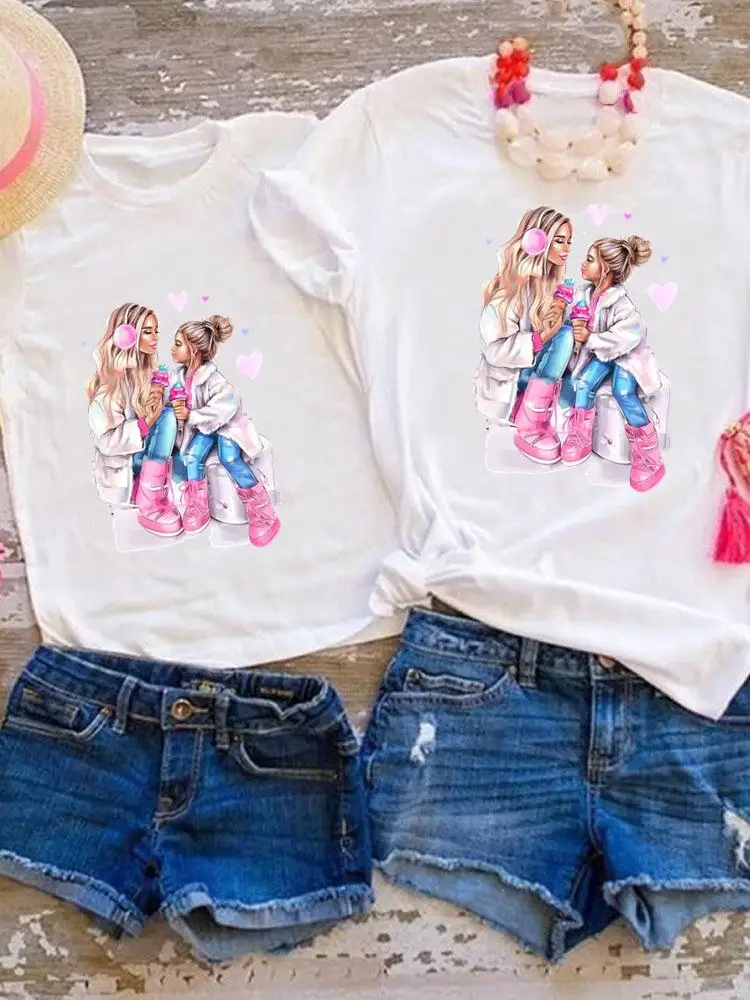 

Family Matching Outfits Tee Graphic T-shirt Women Girls Boys Kid Child Summer Lovely Trend New 90s Mom Mama Clothes Clothing