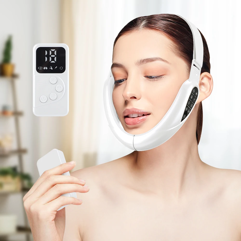 

Facial Lifting Device LED Photon Therapy Facial Slimming Vibration Massager Double Chin V Face Shaped Cheek Lift Belt Machine