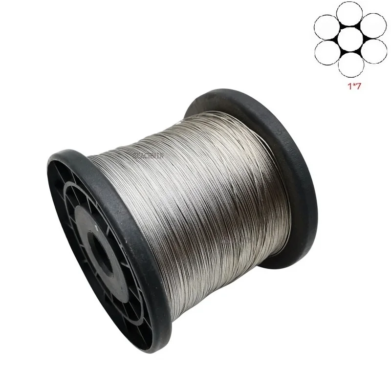 

Wholesale!!!500Meters/Roll 304 Stainless Steel Wire Rope Soft Fishing Lifting Cable 1*7 Clothesline 0.3mm/0.4mm/0.5mm/ 0.6mm