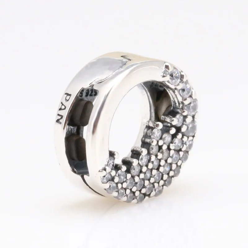 Hot Sale Genuine 100% 925 Sterling Silver Shining ice cone fixing clip Fit Original Bracelet Necklace DIY Jewelry |