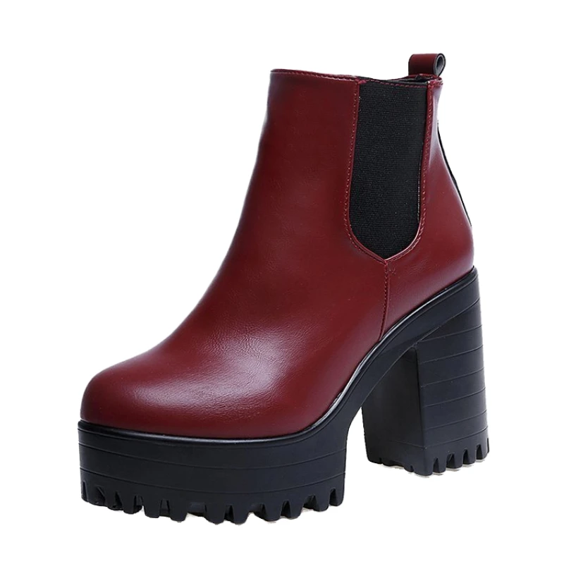 

New Women's Ankle Boots Leather Chunky Heel Boots Women Winter 2022