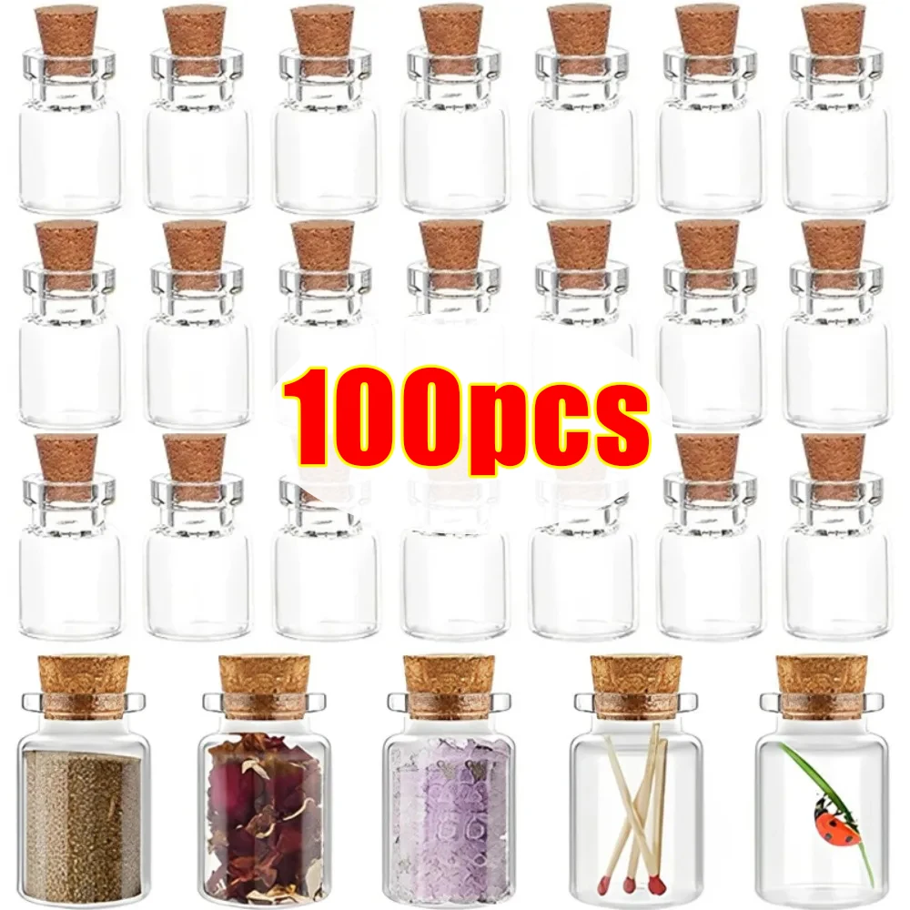 100/10 шт. стеклянные бутылки с пробкой