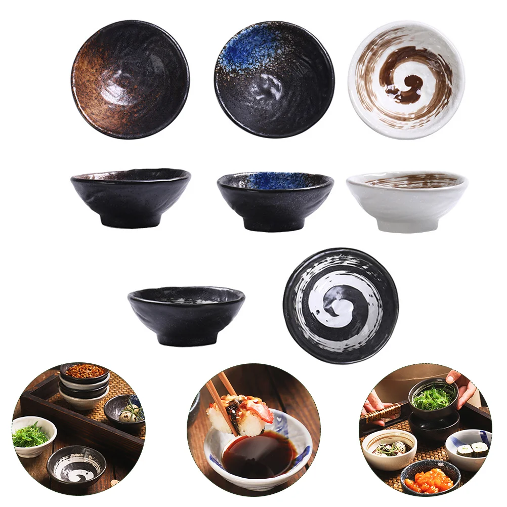 

4Pcs Japanese Style Sauce Dishes Ceramic Dipping Bowls Household Sauce Containers