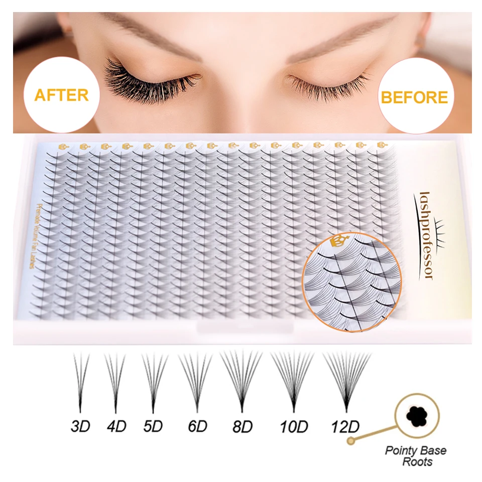 

Lashprofessor 3D/4D/5D/6D/8D/10D Premade Volume Fans Fluffy Lashes Pointy Base Russian Volume Eyelashes Extension Free Shipping