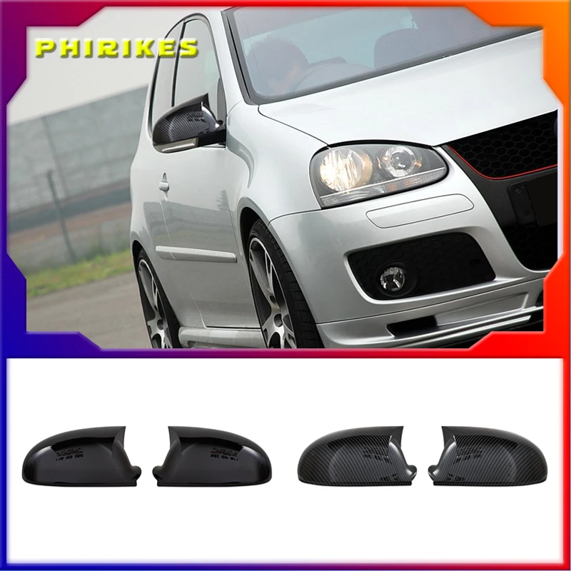 

2PC Black For VW GOLF 5 V MK5 GTI Jetta Passat B5.5 B6 EOS Sharan Superb Side Wing Rear View Mirror Cover Replacement Caps Shell