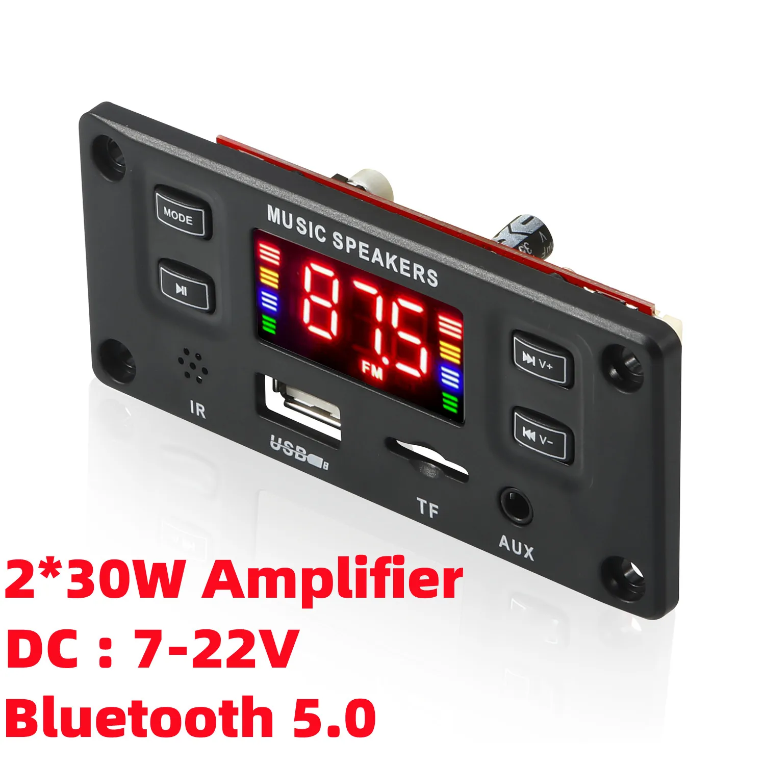 

60W/50W Amplifier MP3 Decoder Board Bluetooth5.0 12V Car MP3 Player USB Recording Module FM AUX Radio For Speaker Hands-Free