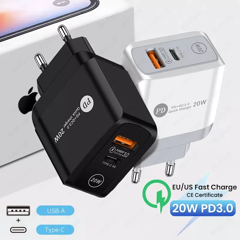 

USB Type C Power Adapter Fast Phone Charger For Apple iPhone 12 11 Pro Max X Xs Xr 7 8 Plus Pro iPad Redmi 9