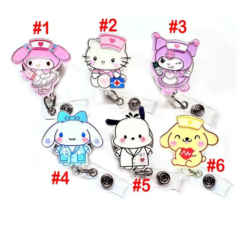 

Medical Cute Bunny Kitty Cat Dog Cartoon Character Retractable ID Badge Reel - Doctor / Nurse / Teacher Badge Reel Clips