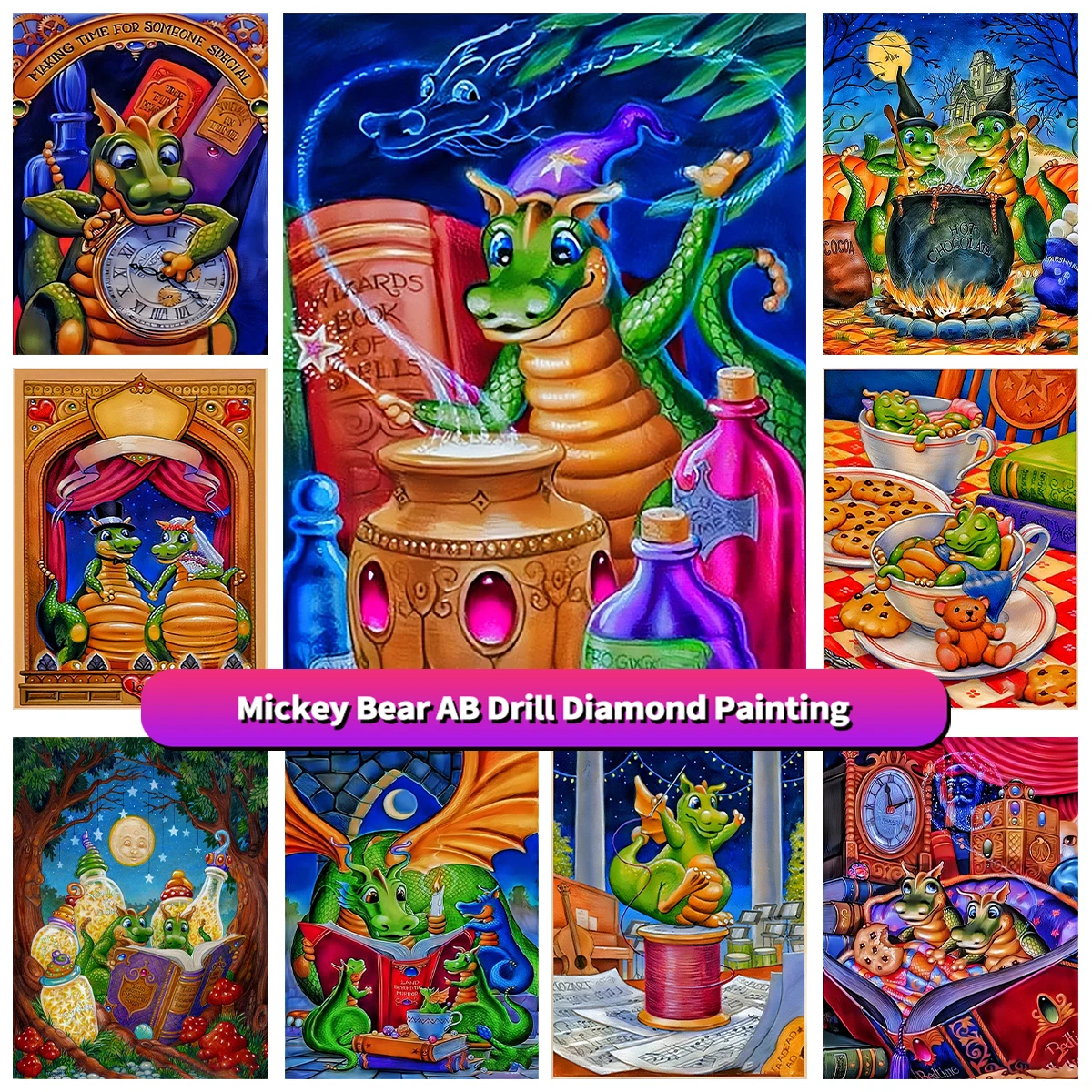 

5D DIY Diamond Painting The Literate Dragon By Randal Spangler Square/Round Cross Stitch Kits Art Embroidery Craft Home Decor