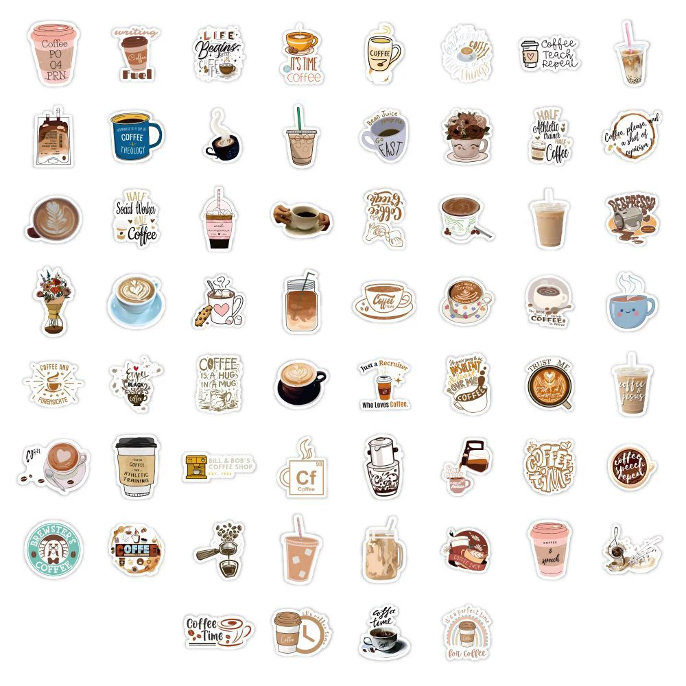 10/30/50/120 шт Милый Мультфильм Кофе Граффити Наклейки DIY Ноутбук Телефон Мотоцикл