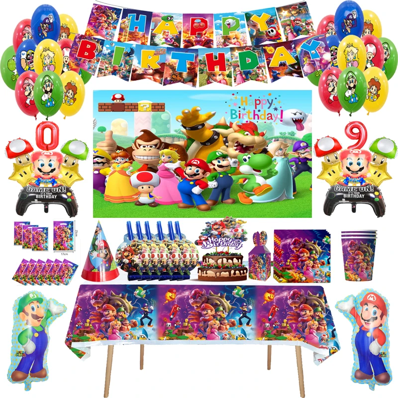 

Super Mario Series Birthday Party Decoration Anime Figure Numer Balloon Set Banquet Themed Supplies Cartoon Background Kids Show