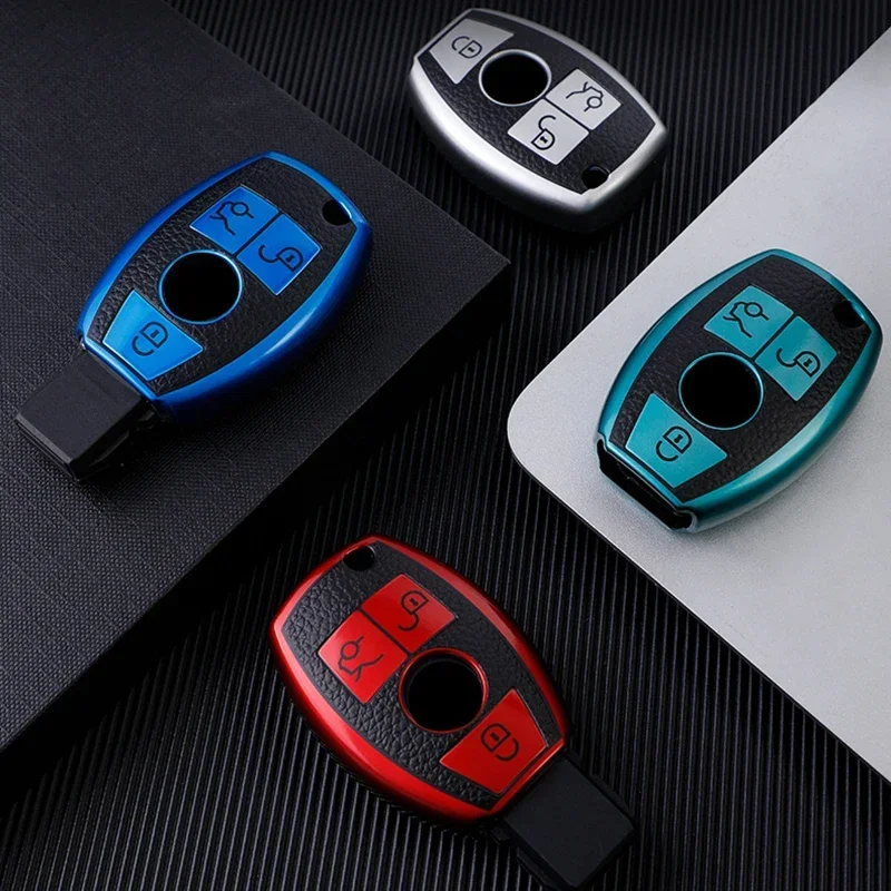wa skórzana osłona na kluczyk samochodowy TPU do Mercedes Benz E C G M R S Class W204 W212 W176 GLC CLA GLA AMG Akcesoria samochodowe