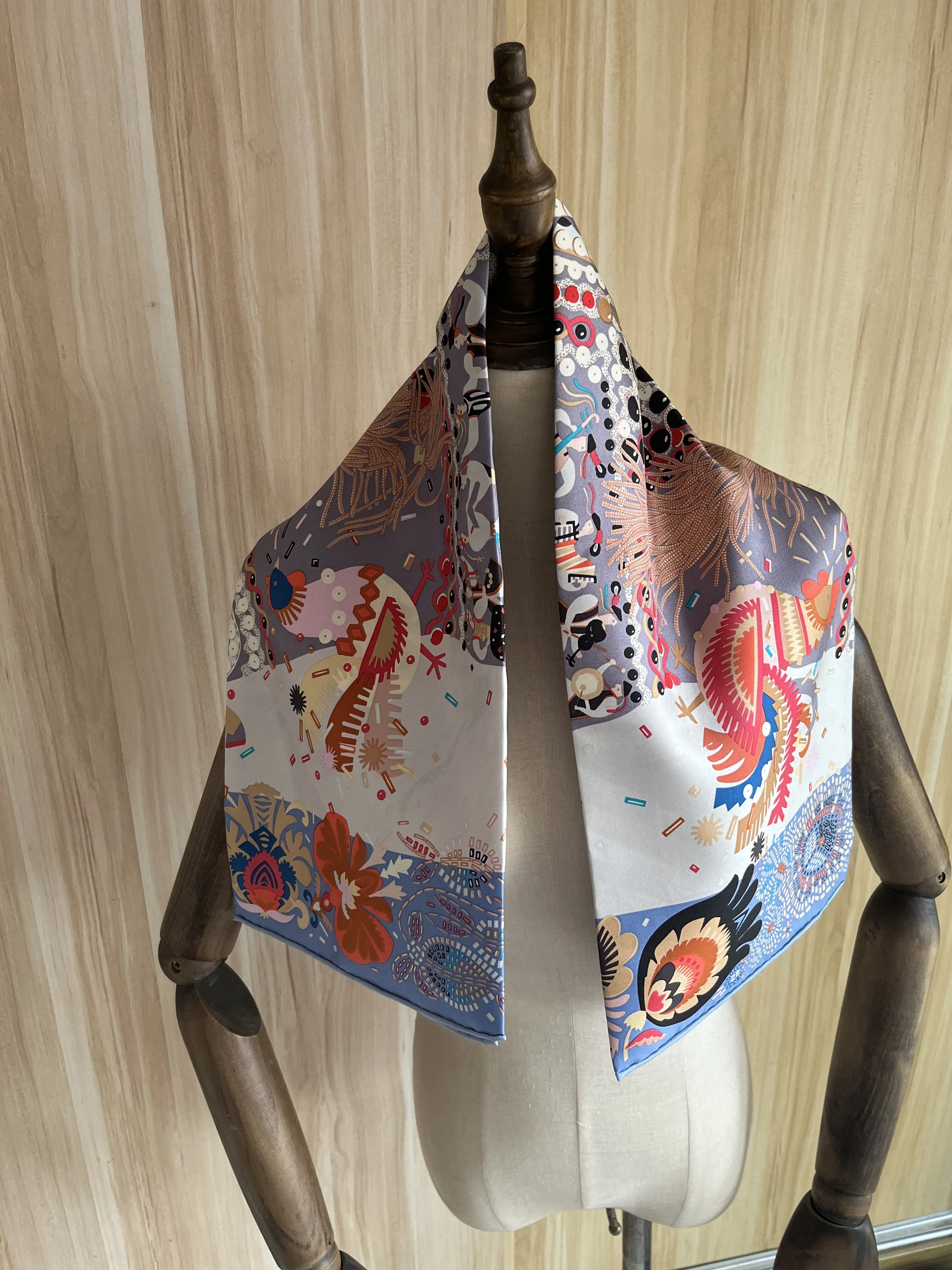 

2023 Новое поступление модный бренд синий 100% шелковый шарф 90*90 см квадратная шаль саржевая накидка для женщин Женский хиджаб бесплатная доставка