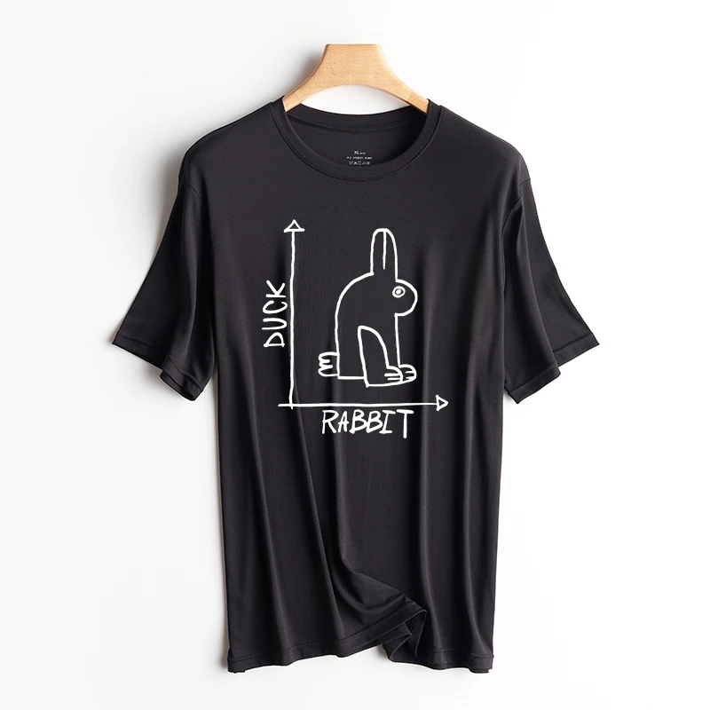 

Funny Geek T-shirt Duck Rabbit Optical Illusion In Number Axis Graphic T shirts Women Men Summer Cool Cartoon Pattern Tops Tees