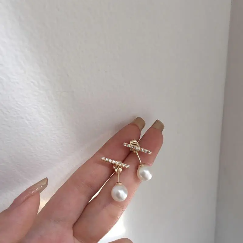 

DIWENFU Hypoallergenic Earrings Women White Pearl Gemstone Jewelry 14K Yellow Gold Bizuteria Wedding Drop Earring Orecchini