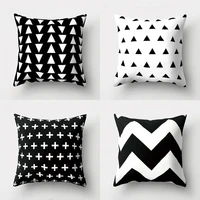 black and white geometric peach skin throw cover pillow cushion square case