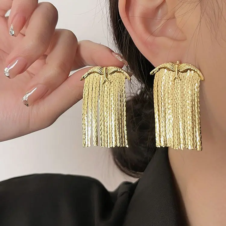 Роскошные серьги-кисточки из металлического сплава эффектные висячие серьги в