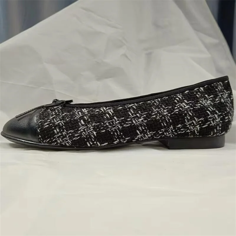 Женские балетки с круглым носком Натуральная овечья кожа низкий каблук плоская