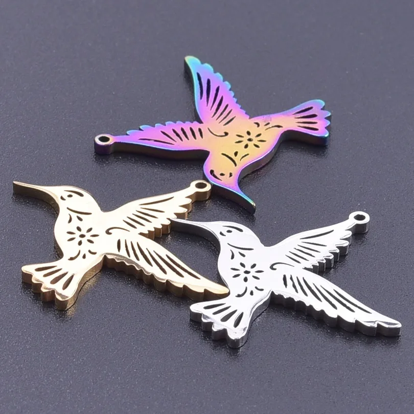

WZNB 5Pcs Stainless Steel Hummingbird Charms for Jewelry Making Earring Pendant Necklace Accessories Supplies Diy Material
