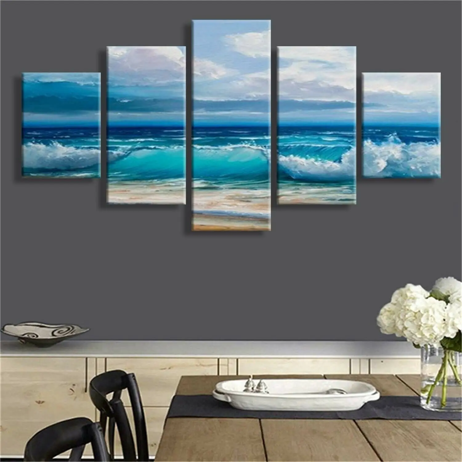 

5 Pieces seascape Poster HD Picture Canvas Wall Art for Living Room Paintings HD Print Room Decor Pictures Home Decor No Framed