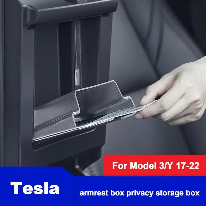 

Car Central Armrest Storage Box For Tesla 2021 Model 3 Center Console Flocking Trunk Organizer Tray Interior Accessories