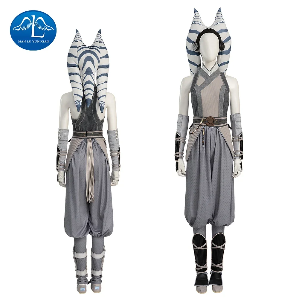 

Ahsoka Tano Costume Outfits with Hat Women Girls Jedi Cosplay Suits Halloween Carnival White Robe Dress Up Full Set Custom Made