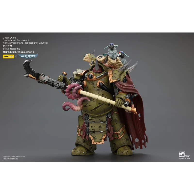 Фото Коллекционная фигурка JOYTOY 1/18 Warhammer 40K Death Guard Deathshroud Terminator с перчатками Manreaper и Plaguespurter №3