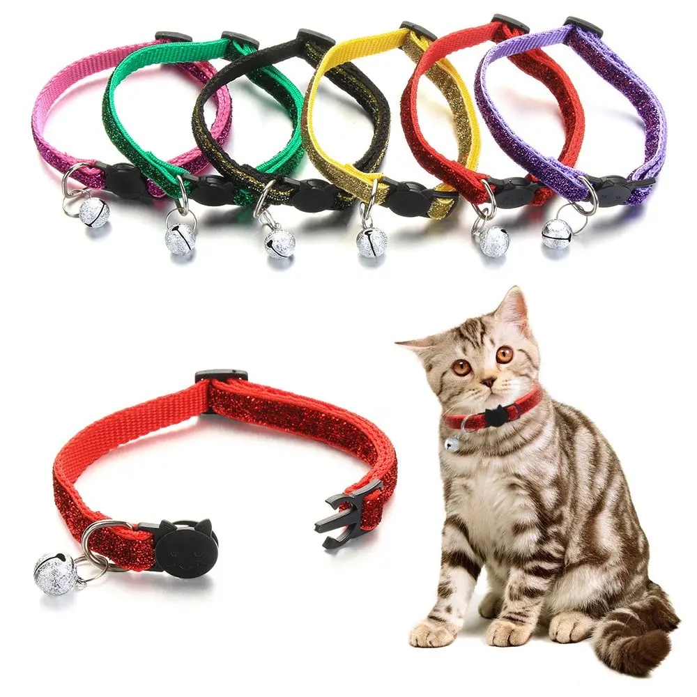 

Pet Cat Collar With Bell Fashion Adjustable Safety Casual Sequin Puppy Collar Neck Strap Pet Supplies