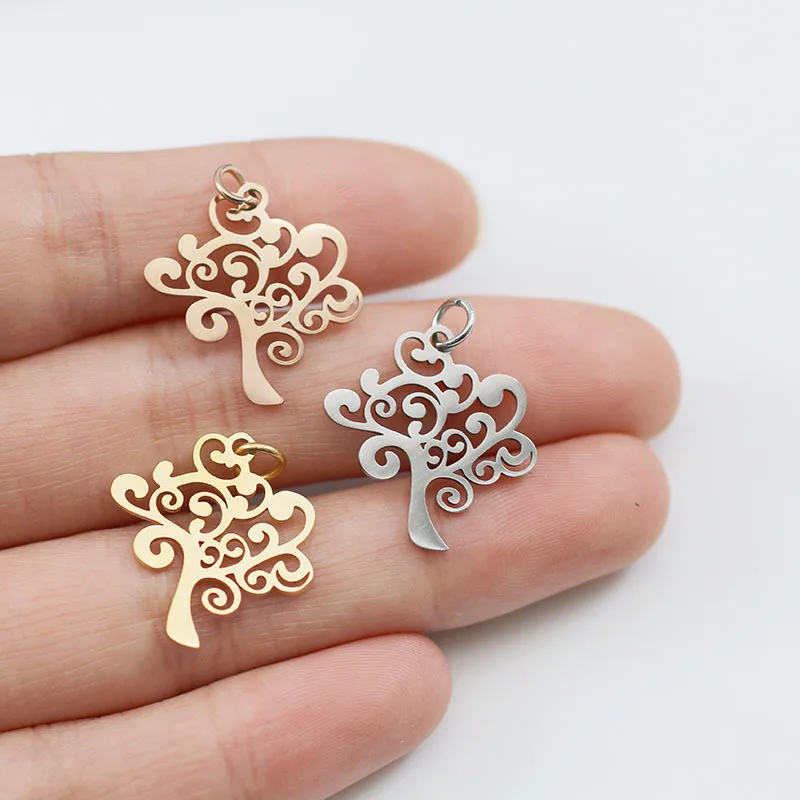 

DOOYIO 5pcs/Lot Stainless Steel Tree of Life Pendant Hollow-out Charms DIY Women Fashion Necklace Handmade Accessories