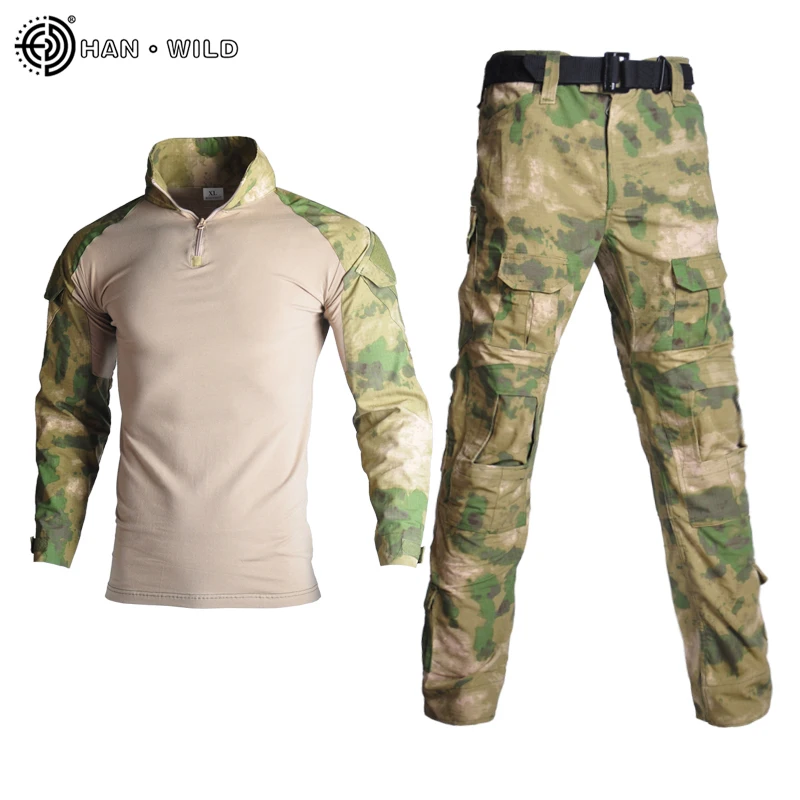 

Military Uniform Shirt+Pants With Knee Elbow Pads Outdoor Airsoft Paintball Tactical Ghillie Suit Camouflage Hunting Clothes