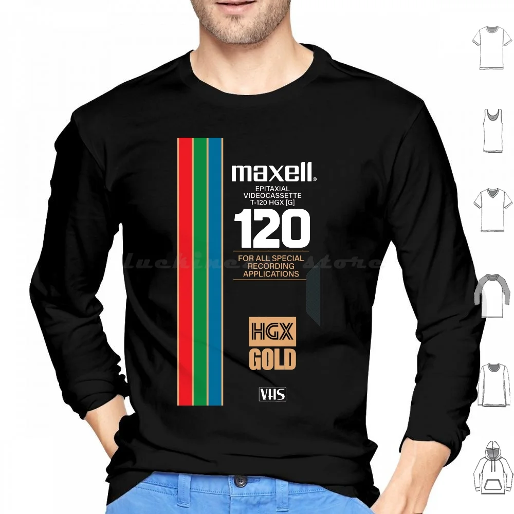 

Vhs Maxell T-120 Hgx [ G ] Hoodie cotton Long Sleeve Vhs Film Movie Retro Video Retrowave Vaporwave Synthwave 80S Vintage