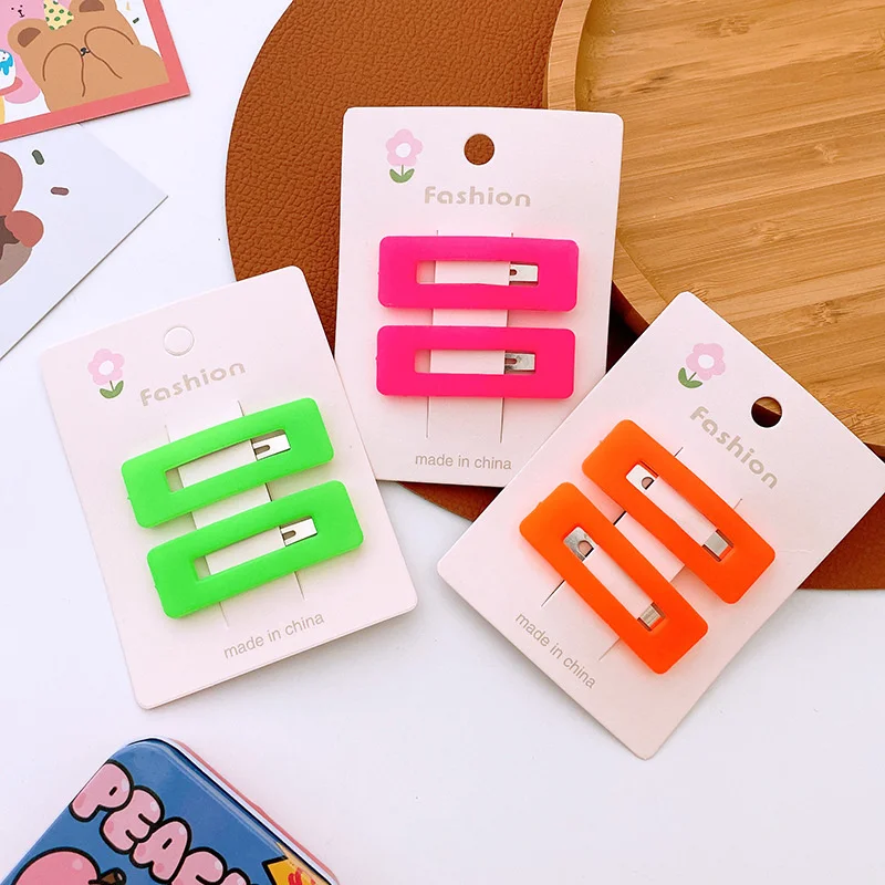 

Wholesale 2PCS Set Solid Color Simple Oblong Traceless Hairpin Girl Woman Plastic Basic Hairpin Bobby Pin Fashion Accessories